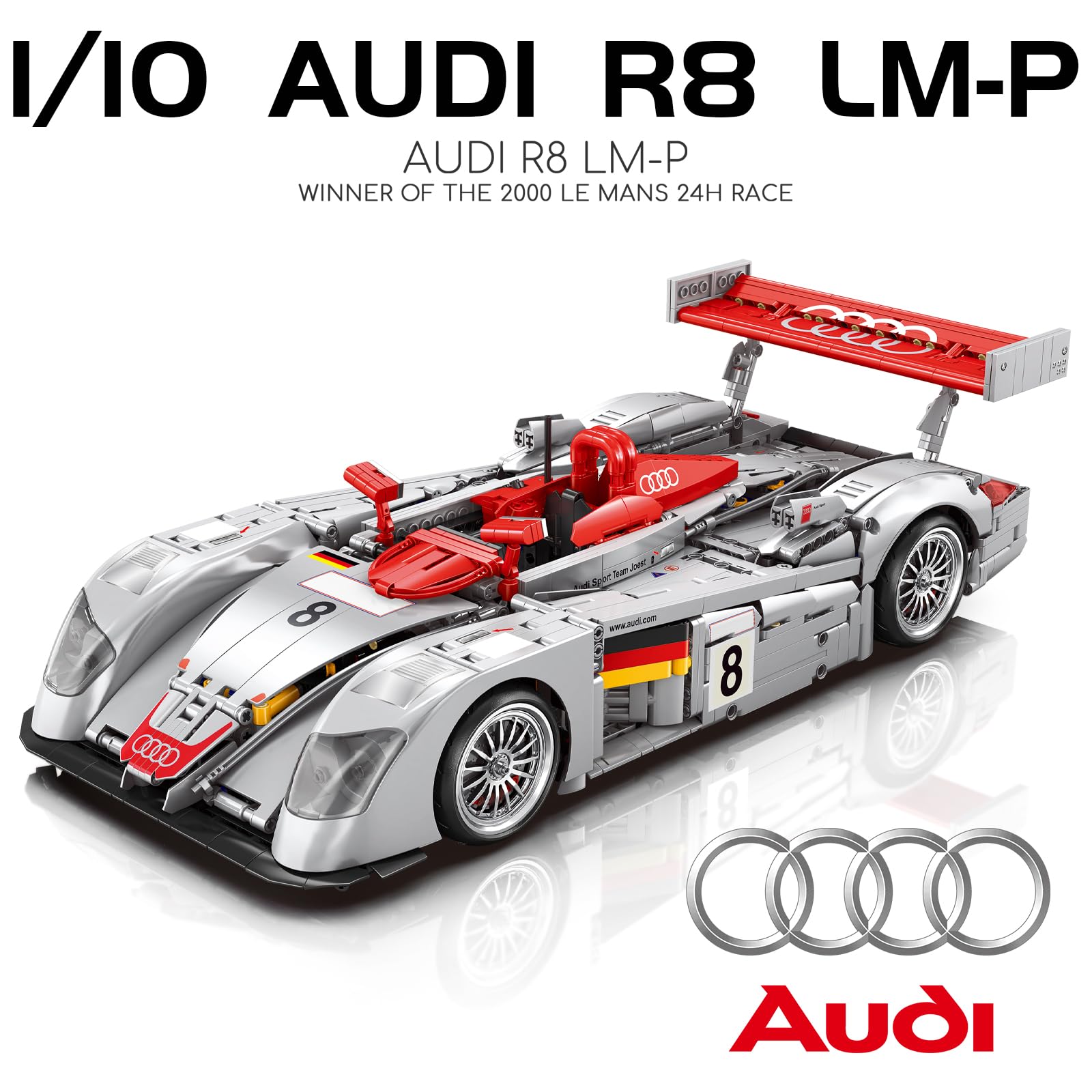 MORBCOPCS Audi R8 LMP 2000 Building Set, Audi Official Licensed, 1